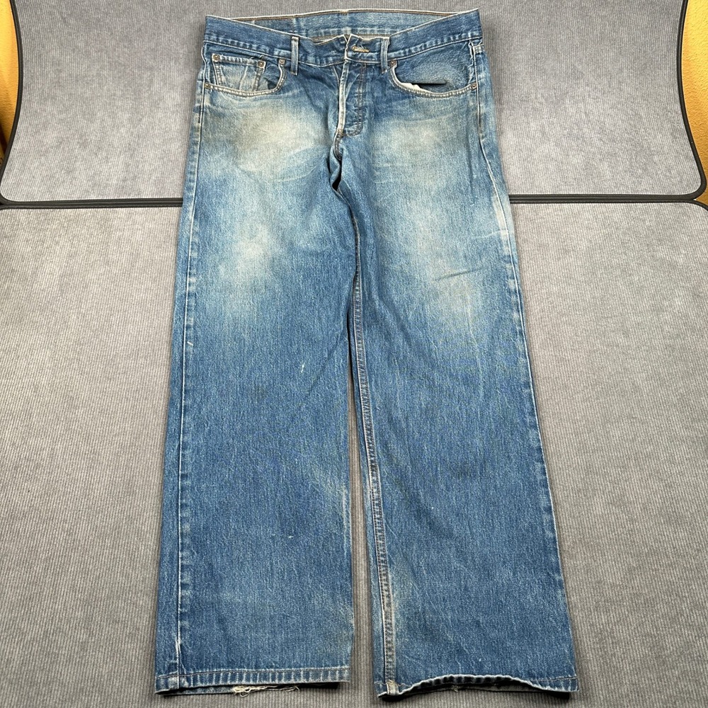 Levis 501 Original Fit Jeans Mens 38x30 Medium Wash Straight Leg Denim Blue